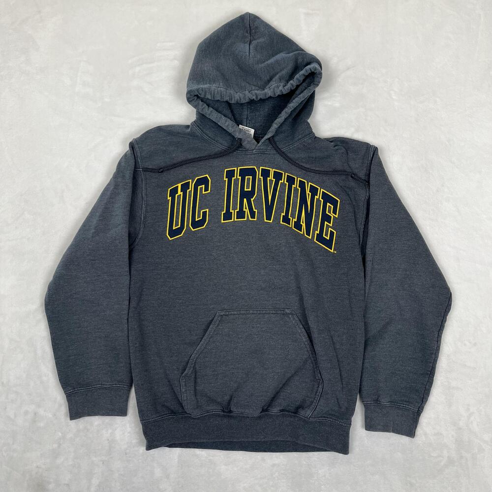 Vintage UC Irvine Hoodie Mens Small Gray Fleece Sweatshirt College Y2K